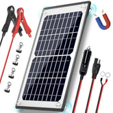 POWOXI front panel view showing compact solar maintainer and easy placement