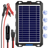 POWOXI front panel view showing durable frame and solar cells, ensures reliable battery maintenance