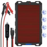 POWOXI front view solar panel showing compact portable maintainer benefit