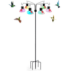Pozfun front view showing six assembled feeders and packaging, highlights convenience