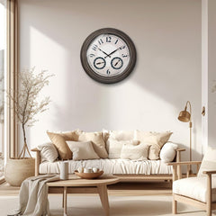 Presentime thermometer and hygrometer dials showing quick-condition reading benefit