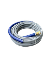 Pressure-Pro blue bend restrictors on hose ends reducing stress and extending hose life