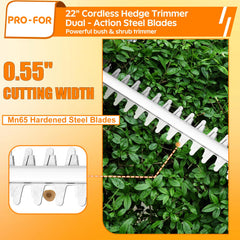 PRO-FOR close-up of 22-inch laser-cut blade showing clean cutting teeth advantage