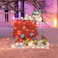 PRODUCTWORKS Snoopy front view showing bright LEDs and festive doghouse, adding curb appeal