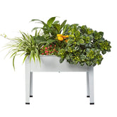 ProGard front view showing grey galvanized planter and compact design benefits