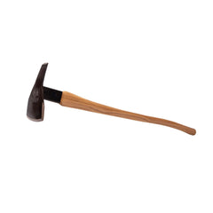 Prohoe hickory handle closeup showing curved grip and shock-absorbing benefit