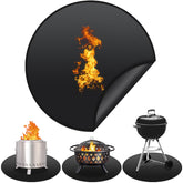 Protebox front view of 48-inch round mat protecting deck, showing full coverage benefit