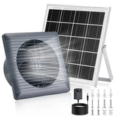 Prozilon front view of fan and solar panel showing compact kit benefits