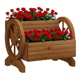 PULIJIAJU wagon planter front view showing rustic style and display benefit