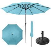 Pure Garden front view blue umbrella showing full 10ft coverage and shade