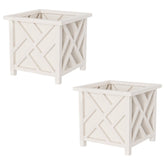 Pure Garden front view lattice planter showing crisp white finish and curb appeal