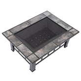 Pure Garden front view of marble tile fire pit showing stylish outdoor focal point