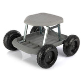 Pure Garden front view of rolling stool showing stable seat and mobility benefits