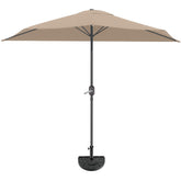 Pure Garden half umbrella front view showing beige canopy and space-saving shape