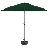 Pure Garden front view of half umbrella showing compact shaded area and curb appeal
