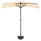 Pure Garden half umbrella front view showing champagne canopy and clean lines for stylish shade