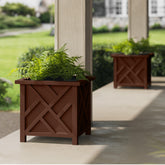Pure Garden front view of brown lattice planter showing elegant curb appeal