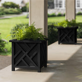 Pure Garden front view of black lattice planter pack showing elegant porch curb appeal