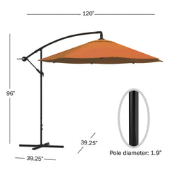 Pure Garden offset pole and cross base showing stable side-mount benefit