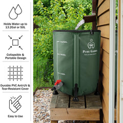 Pure Garden barrel collapsed flat for compact storage and portability