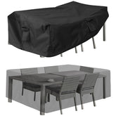 PureFit front view showing full rectangular cover protecting patio table