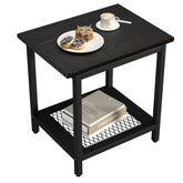 PyraLine front view of black two-tier side table showing compact design and durability