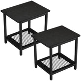 PyraLine front view of both tables showing compact profile and dual shelving benefit