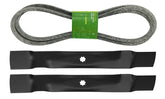 q&p front packaging of 42-inch deck kit showing included belt and blades for easy identification and convenience