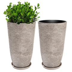 QCQHDU front view of two oversized planters showing durable look and curb appeal
