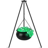 QEQEKAKA assembled cauldron and tripod front view for instant Halloween impact