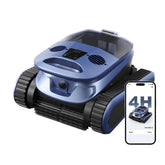 QGeeM front view showing cleaner in water and clear suction for fast debris removal
