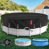 QH.HOME front view of 18 ft round cover showing full pool protection and tidy fit