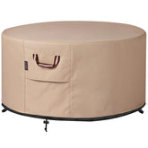 QH.HOME front view of 32" round cover protecting fire pit