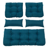 QILLOWAY front view of peacock blue five-piece cushion set for instant patio upgrade