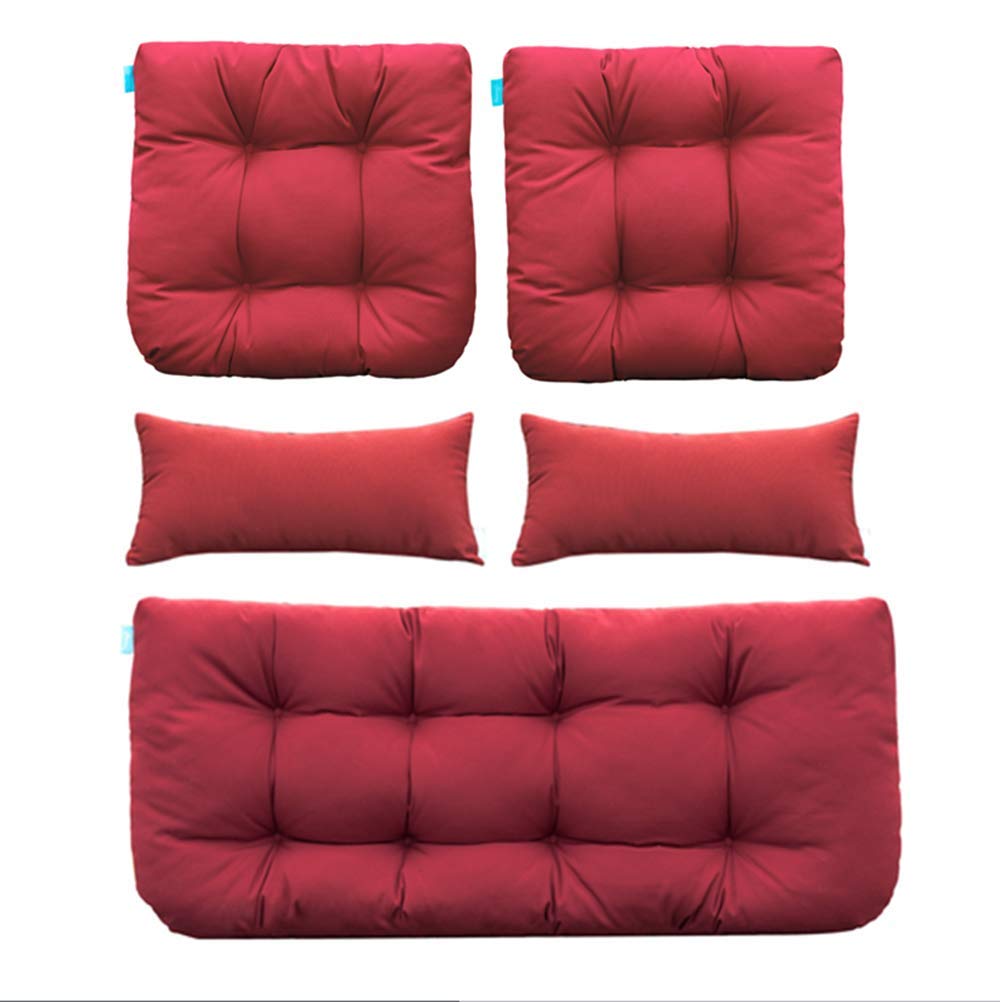 QILLOWAY front view of full red five-piece cushion set showing neat fit and refreshed look