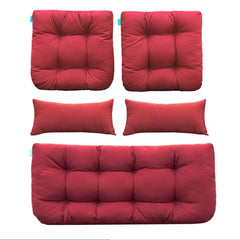 QILLOWAY front view of full red five-piece cushion set showing neat fit and refreshed look