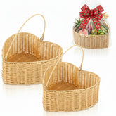 Qinyoung front view of two heart wicker baskets showing romantic presentation benefit