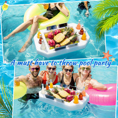 Qinyoung lifestyle image in pool with drinks and snacks for hands-free hosting