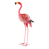 QNGCOLRCY front view of pink metal flamingo showing vibrant yard accent