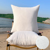 QSWRD front view of both 22x22 pillow inserts showing clean white finish and pack of two benefit