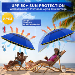 QTREE intelligence umbrella in use on beach keeps two people shaded