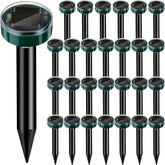 Qualirey front packaging showing 28 round solar stakes and kit benefit