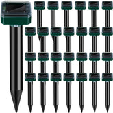 Qualirey front view of 28-pack showing square stakes and solar heads benefits easy coverage