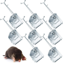 Qualirey front view of eight traps showing compact pack and clear labeling for easy identification