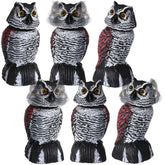 Qualirey front view of six owl decoys showing coverage and visual deterrent