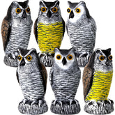 Qualirey owl decoy front view showing realistic predator shape and garden protection