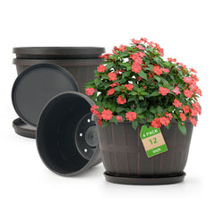 Quarut front view of 12-inch barrel planter showing classic look and easy styling