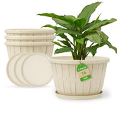 Quarut front view of four 16-inch barrel-style pots showing classic look and versatility