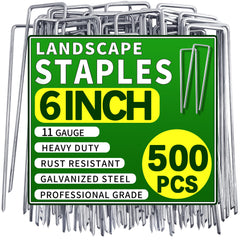 Qucuky front pack of 500 landscape staples showing quantity and size, ready to save time