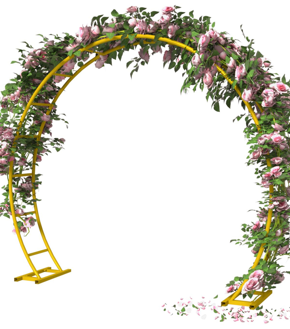 Queension gold arch front view showing grand ceremony entrance and strong visual impact